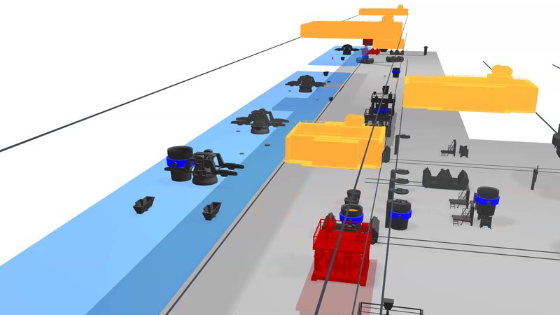 3D simulation model of Dillinger Hütte melt shop with EAF in Bay 5 layout